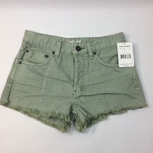 Free People Frayed Hem Button Fly Denim Shorts